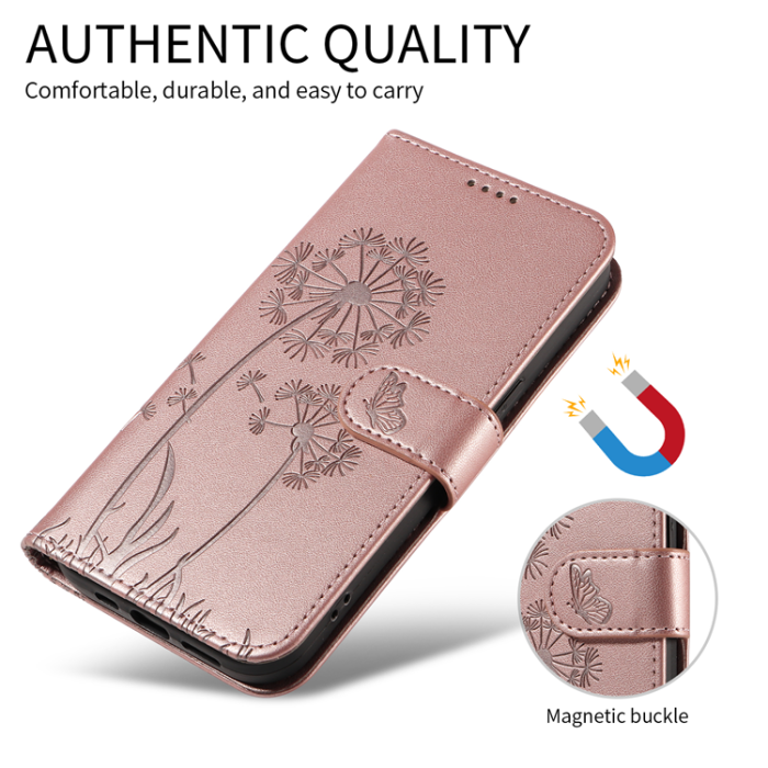 A-One Brand - Sony Xperia 10 VII Plånboksfodral Strap Dandelion Läder - Roséguld