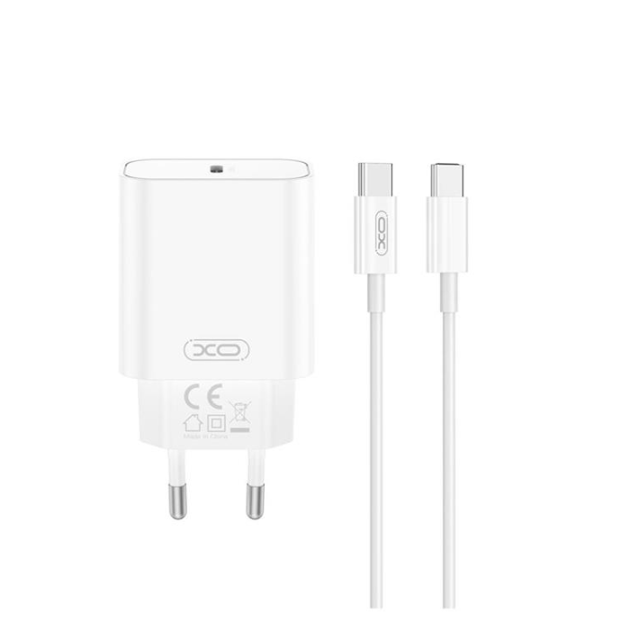XO - XO Snabbladdare 20W USB-C Med USB-C - USB-C Kabel - Vit