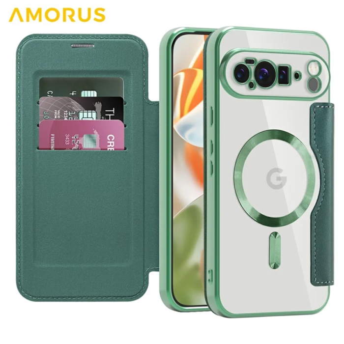 AMORUS - AMORUS Google Pixel 10 Pro XL Plånboksfodral Magsafe RFID - Grön