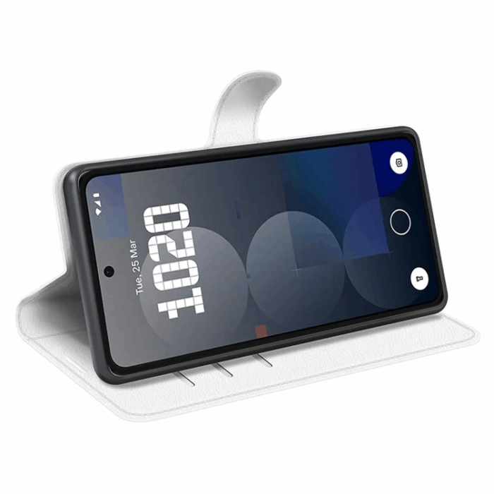 A-One Brand - Nothing Phone (3a) Pro Plånboksfodral Litchi Texture - Vit