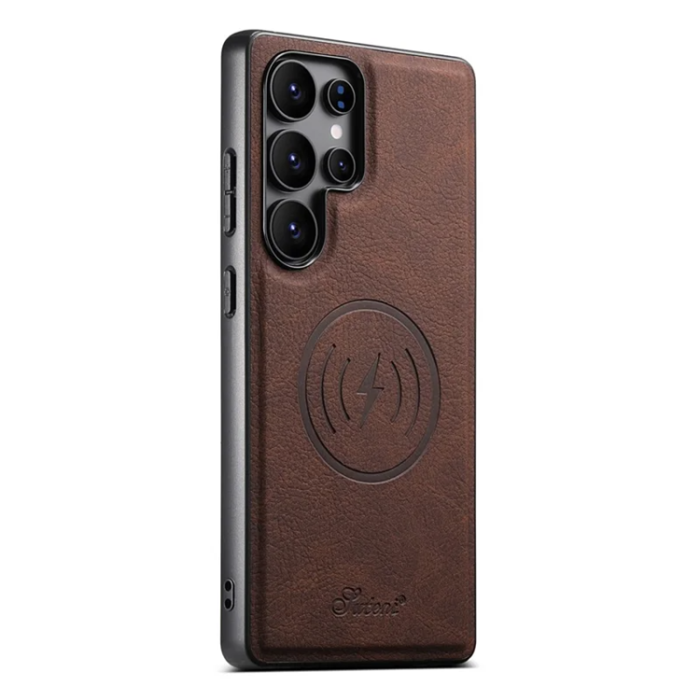 SUTENI - SUTENI Mobilskal till Galaxy S25 Ultra Magsafe H19 Korthållare - Brun
