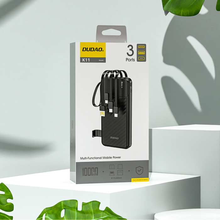 Dudao - Dudao Powerbank K11 10000mAh med Kabel - Svart