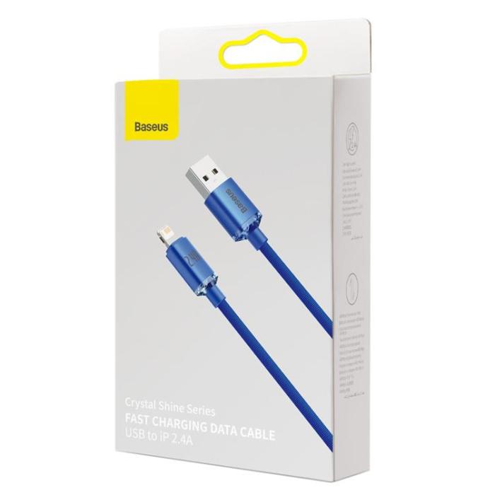 BASEUS - Baseus Crystal USB-A till Lightning kabel 1.2m - Blå