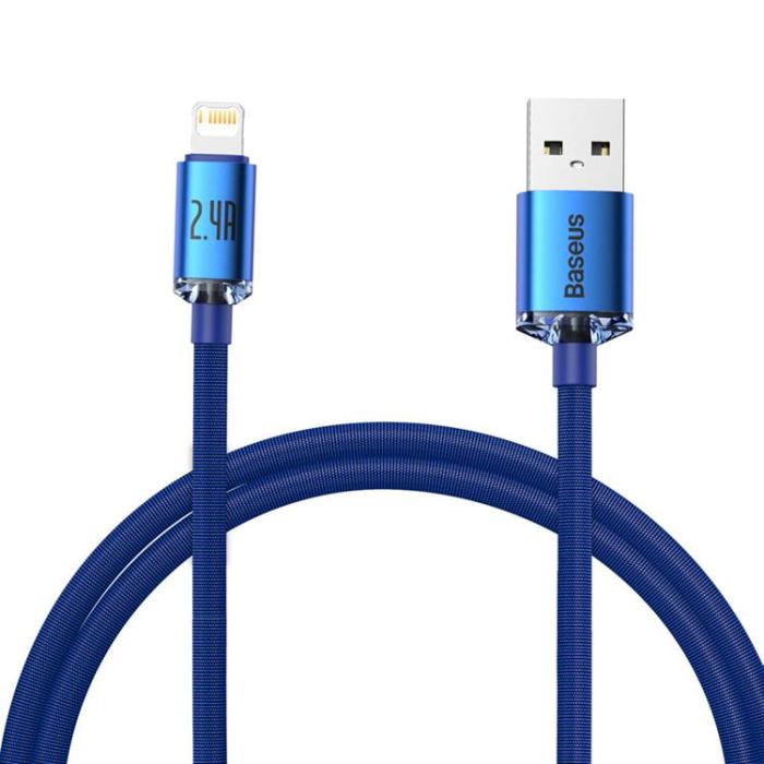 BASEUS - Baseus Crystal USB-A till Lightning kabel 1.2m - Blå