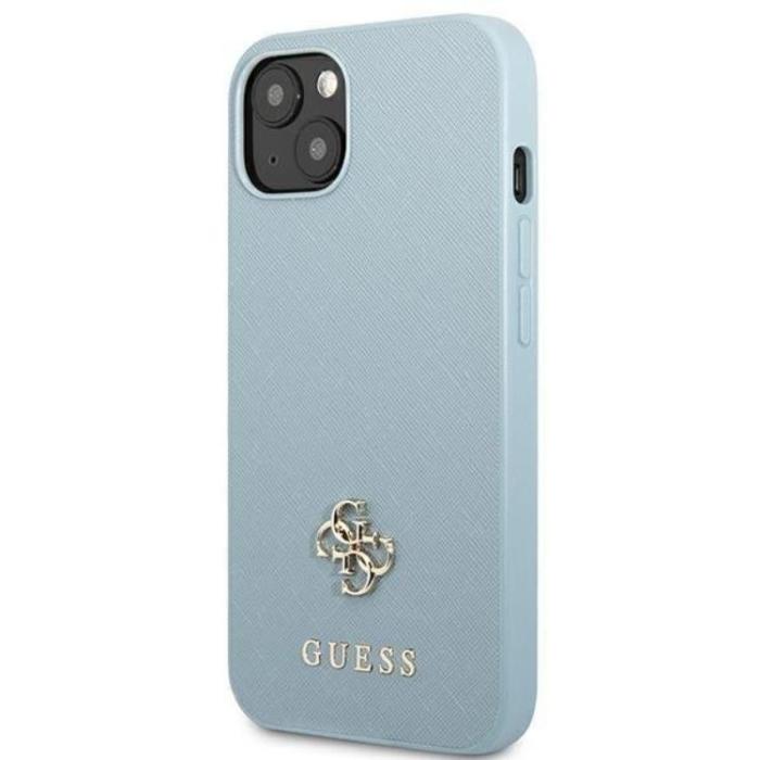 Guess - Guess iPhone 13 Mobilskal Saffiano Small Metall Logo - Blå