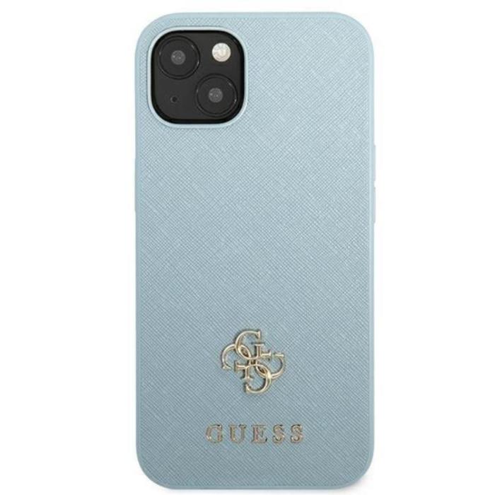 Guess - Guess iPhone 13 Mobilskal Saffiano Small Metall Logo - Blå