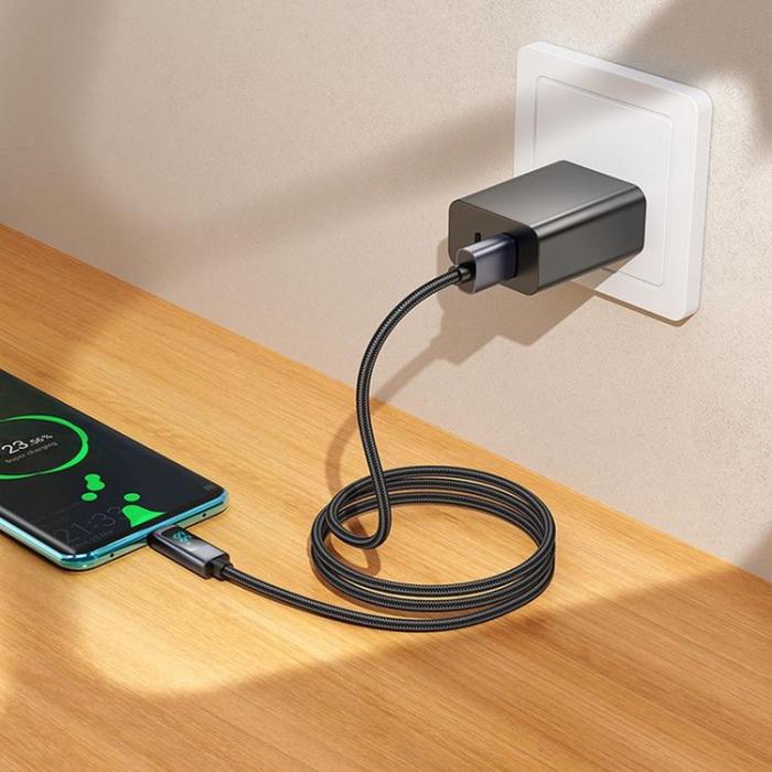 Hoco - HOCO USB-A till USB-C Kabel 5A 1m med Display X112 - Svart