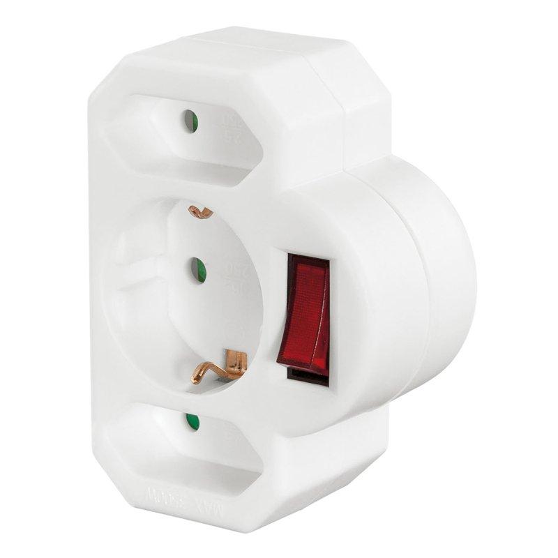 HAMA Adapter 3-Vägs Med Brytare Adapter Vit