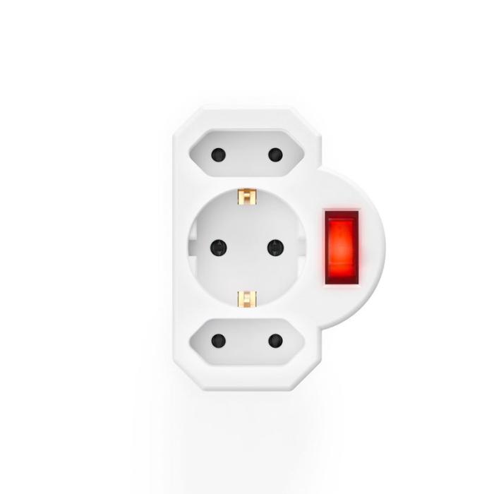 Hama - HAMA Adapter 3-Vägs Med Brytare Adapter Vit