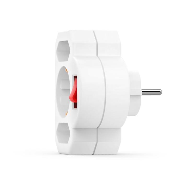 Hama - HAMA Adapter 3-Vägs Med Brytare Adapter Vit