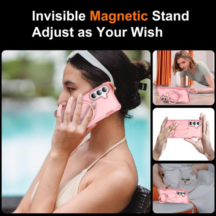 OEM - Mobilskal för Samsung Galaxy S26 Plus Magnetiskt Kickstand TPU + PC - Rosa