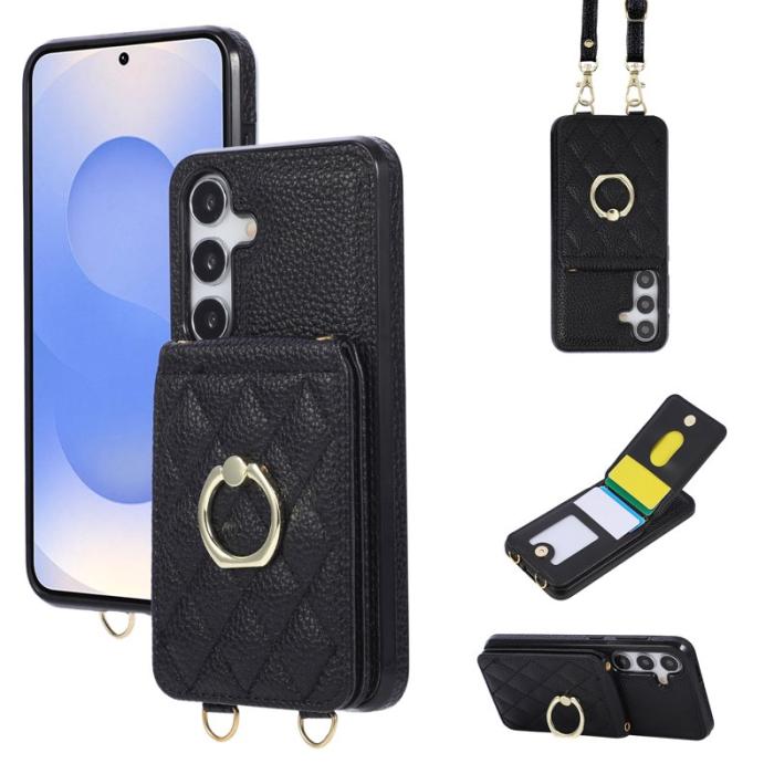 OEM - Mobilfodral för Samsung Galaxy S26 Plus Konstläder Ringhållare - Svart