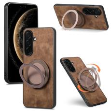 OEM - Mobilskal f&ouml;r Samsung Galaxy S26 Plus Konstl&auml;der Kickstand - Brun