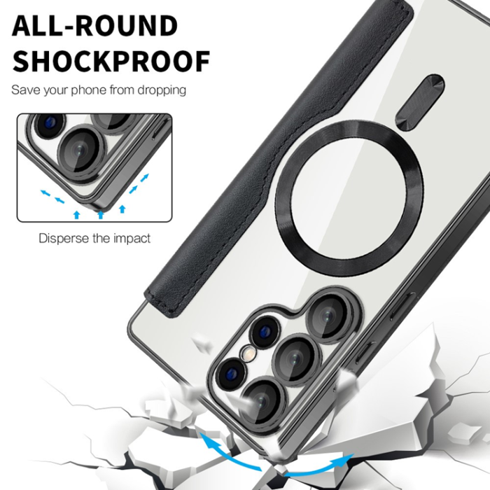 A-One Brand - Galaxy S25 Ultra Plånboksfodral MagSafe RFID Blocking - Svart