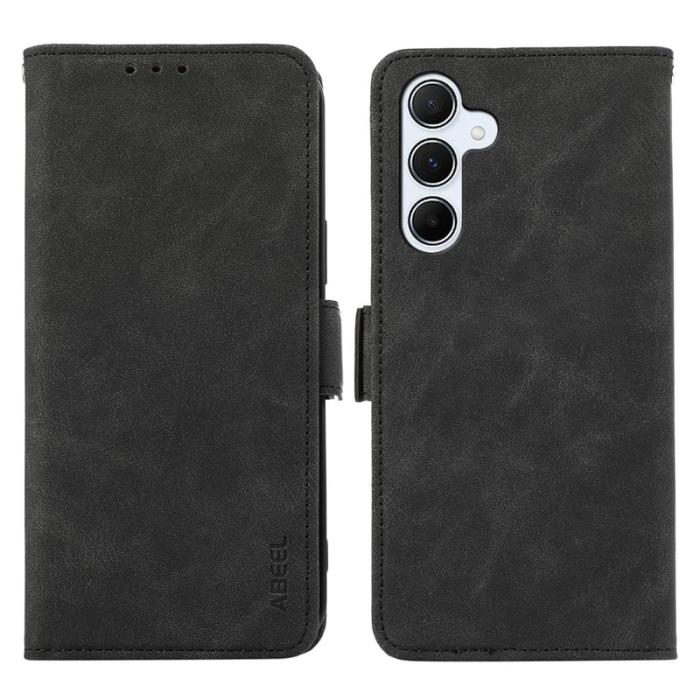 ABEEL - ABEEL Walletskal för Samsung Galaxy S25/S24 KonstLäder RFID-Skydd Svart
