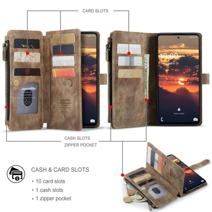Caseme - CASEME Konstläder Plånboksfodral för Samsung Galaxy A53 5G - Brun