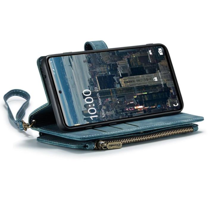 Caseme - CASEME Konstläder Plånboksfodral för Samsung Galaxy A53 5G med rem - Blå