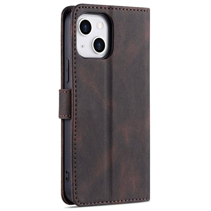 AZNS - AZNS iPhone 13 Plånboksfodral - Stöttåligt och repfritt - Konstläder - Brun