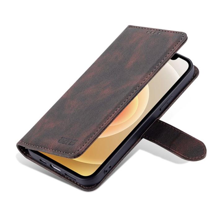 AZNS - AZNS iPhone 13 Plånboksfodral - Stöttåligt och repfritt - Konstläder - Brun