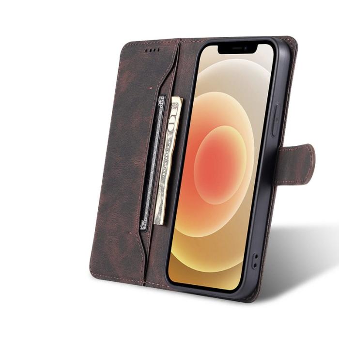AZNS - AZNS iPhone 13 Plånboksfodral - Stöttåligt och repfritt - Konstläder - Brun