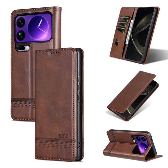 AZNS - AZNS Xiaomi 17 Pro Max Plånboksfodral Konstläder - Brun