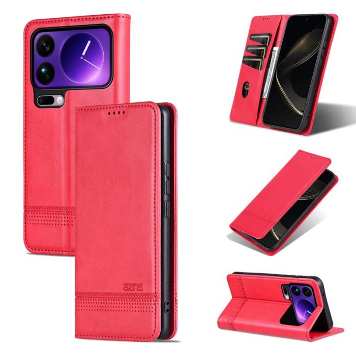 AZNS - AZNS Xiaomi 17 Pro Max Plånboksfodral Konstläder - Röd