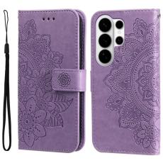 OEM - Samsung Galaxy S26 Ultra Pl&aring;nboksfodral Blomm&ouml;nster Konstl&auml;der St&auml;ll - Lila