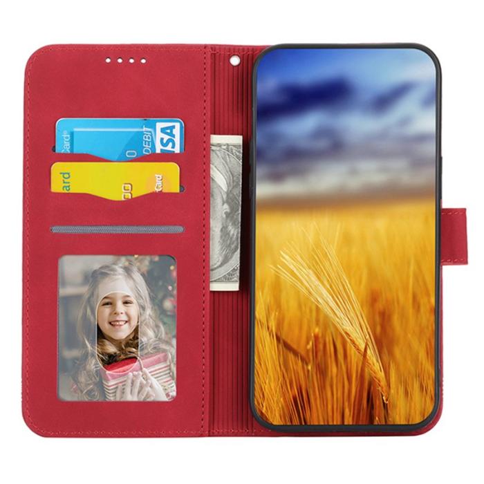 DIERFENG - DIERFENG DF-03 Plånboksfodral för iPhone 13 6.1 tum - Konstläder - Röd