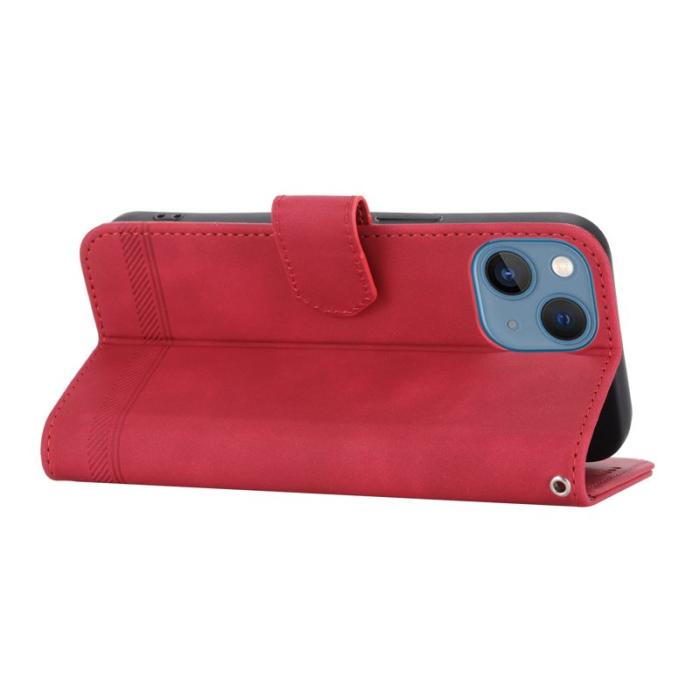 DIERFENG - DIERFENG DF-03 Plånboksfodral för iPhone 13 6.1 tum - Konstläder - Röd