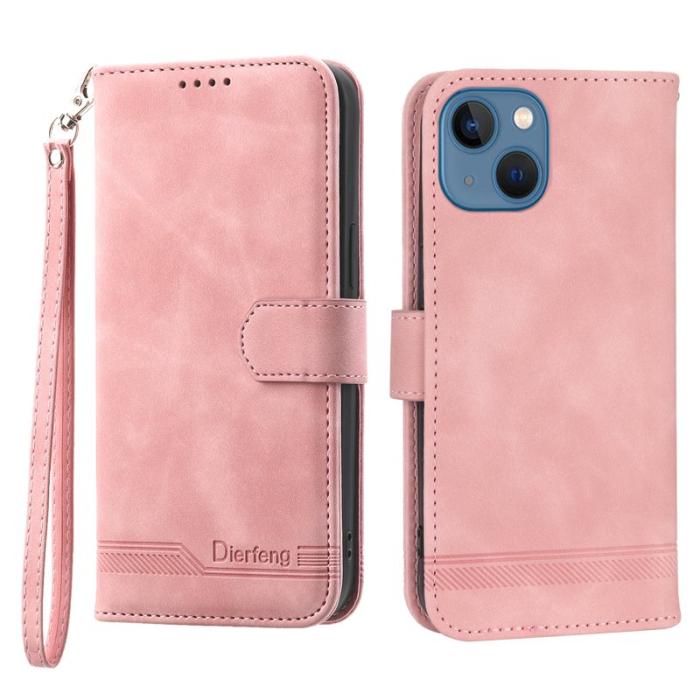 DIERFENG - DIERFENG DF-03 Plånboksfodral för iPhone 13 6.1 tum - Konstläder - Rosa
