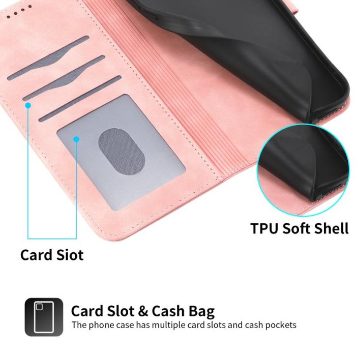 DIERFENG - DIERFENG DF-03 Plånboksfodral för iPhone 13 6.1 tum - Konstläder - Rosa