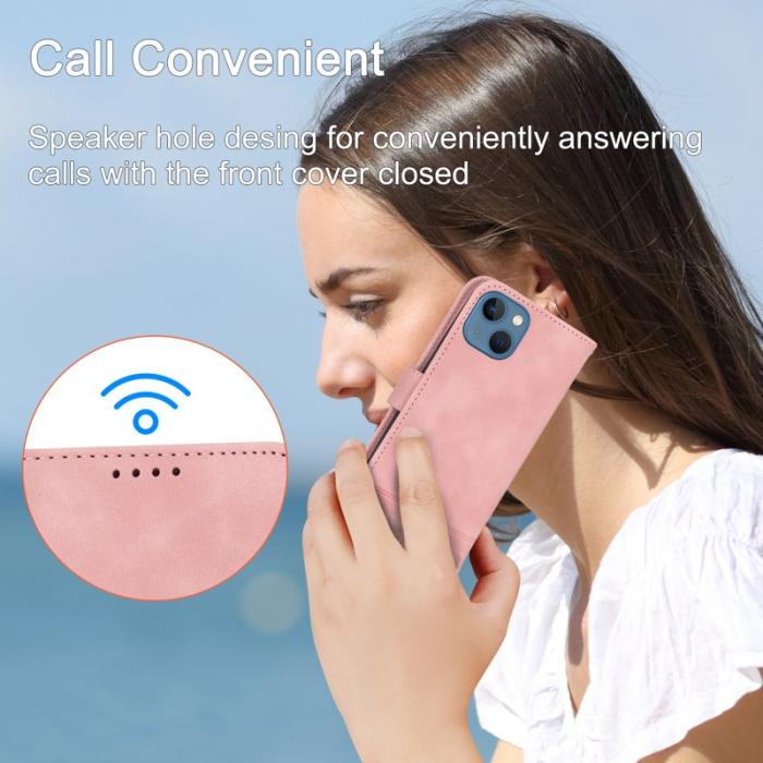 DIERFENG - DIERFENG DF-03 Plånboksfodral för iPhone 13 6.1 tum - Konstläder - Rosa
