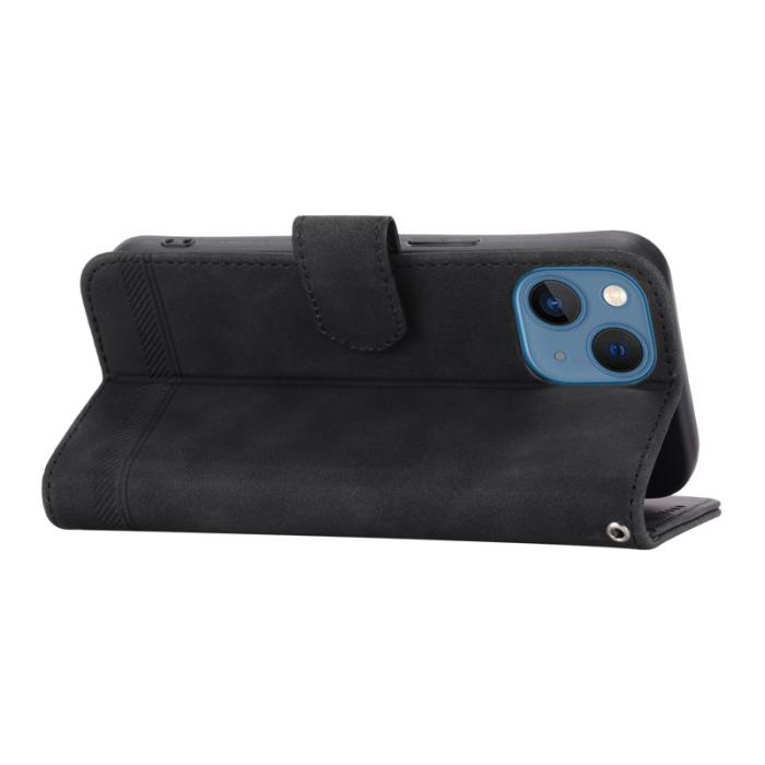 DIERFENG - DIERFENG DF-03 Plånboksfodral för iPhone 13 6.1 tum - Konstläder - Svart