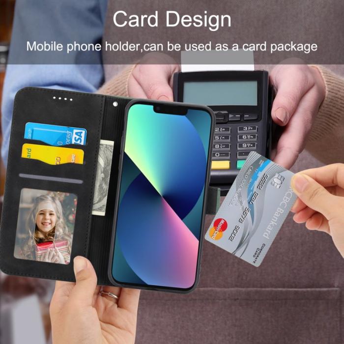 DIERFENG - DIERFENG DF-03 Plånboksfodral för iPhone 13 6.1 tum - Konstläder - Svart