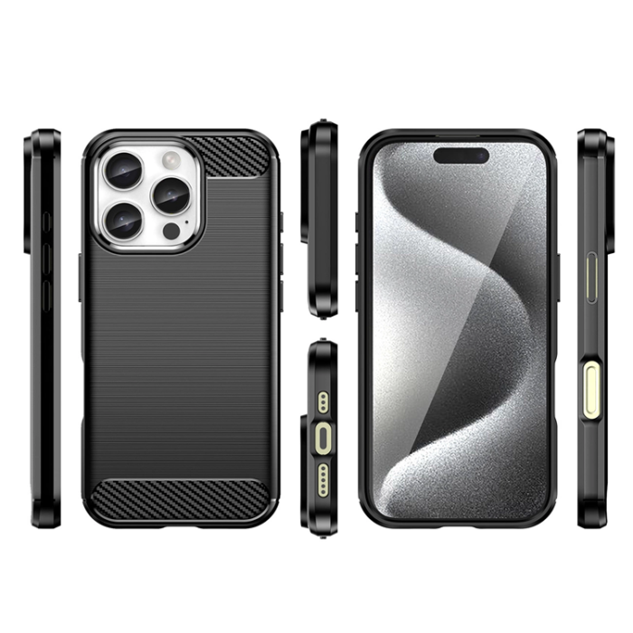 OEM - iPhone 16 Pro Max Mobilskal Silikon Carbon - Svart