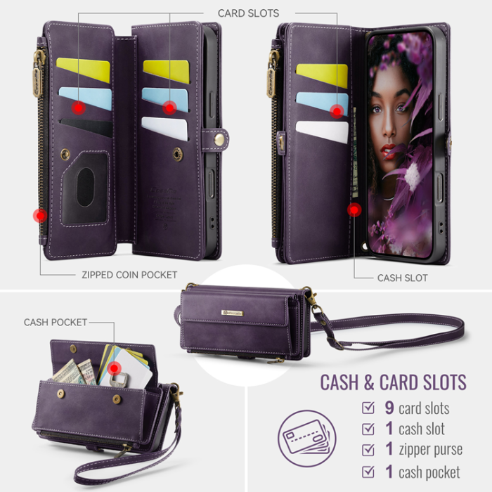 Caseme - CASEME iPhone Air Plånboksfodral Zipper RFID C39 - Lila