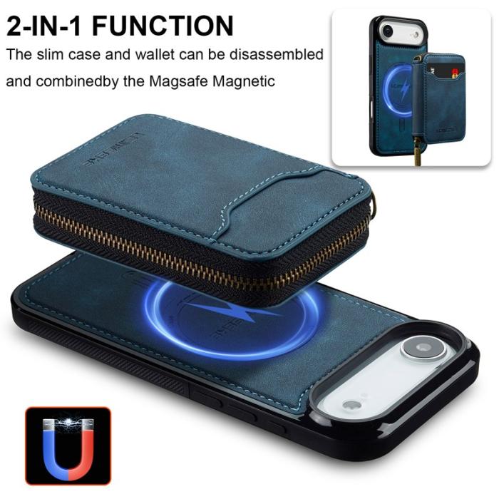 LC.imeeke - LC.IMEEKE L6 iPhone Air Plånboksfodral Magnetiskt Konstläder - Blå