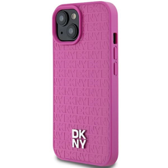 DKNY - DKNY iPhone 15/14/13 Mobilskal Magsafe Läder Pattern Metal Logo