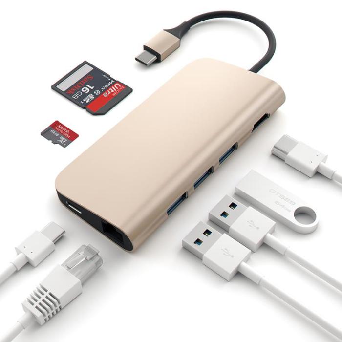 UTGATT1 - Satechi USB-C Multi-Port Adapter 4K Gigabit Ethernet - Guld