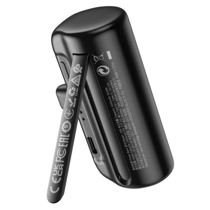 Hoco - Hoco Powerbank 5000 mAh med Inbyggd Kontakt Lightning 2A - Svart