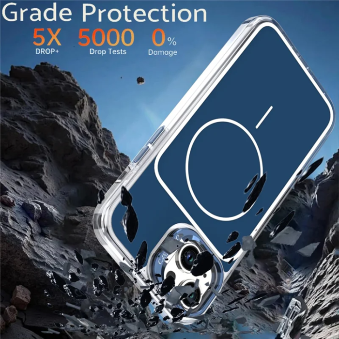 A-One Brand - iPhone 15 Plus Mobilskal MagSafe Lens Kickstand med Handrem - Blå