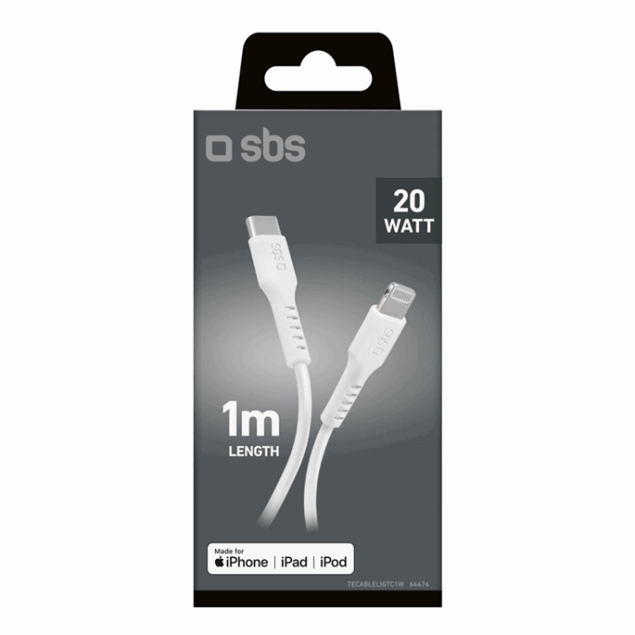 SBS - SBS USB-C - Lightning Kabel 1m MFi Certified - Vit