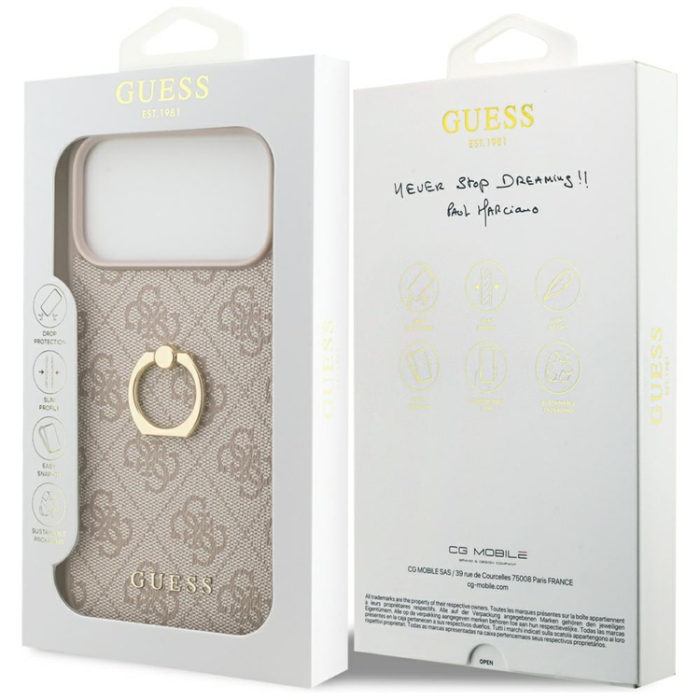 Guess - Guess iPhone 17 Pro Max Mobilskal Ringställ - Rosa