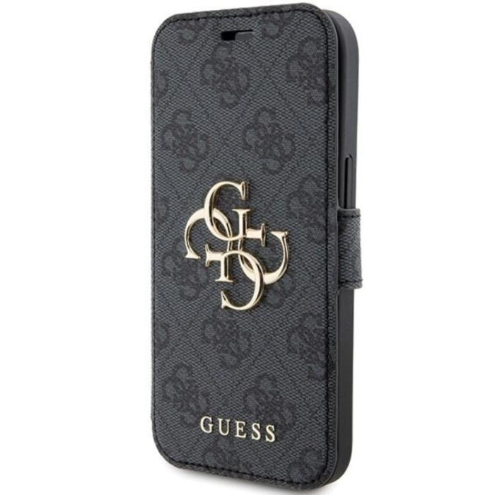 Guess - Guess iPhone 15/14/13 Plånboksfodral Metall Logo - Grå