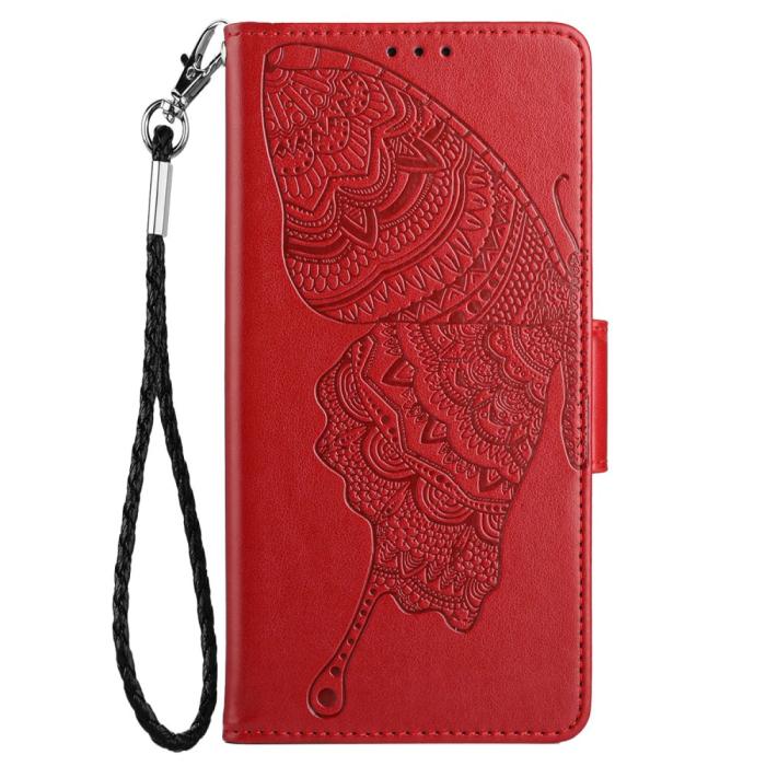 OEM - Fjärilar iPhone 13 Pro Plånboksfodral - Röd