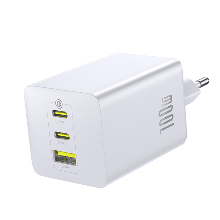 BASEUS - Baseus Snabbladdare 2 x USB-C/USB-A 100W EnerFill FE11 - Vit