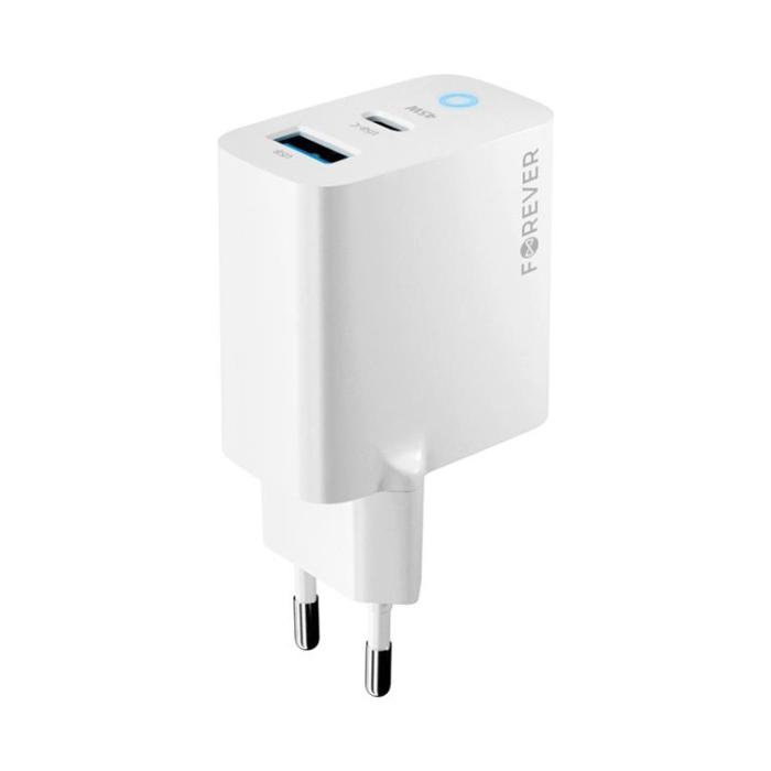 Forever - Forever GaN Väggladdare 1x USB-C 1x USB 45W TC-06-45AC - Vit