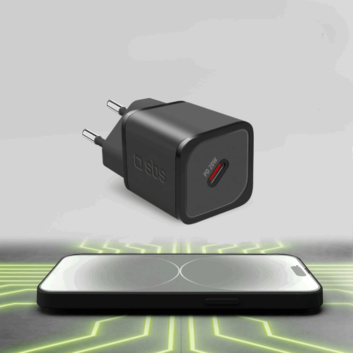 SBS - SBS Snabbladdare 20W GaN USB-C med Power Delivery - Svart