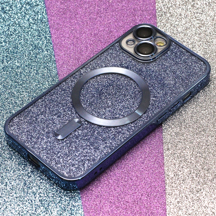 OEM - iPhone 15 Plus Mobilskal MagSafe Glitter Chrome - Blå