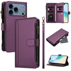 A-One Brand - iPhone 17 Pro Max Plånboksfodral Zipper Med Rem - Lila